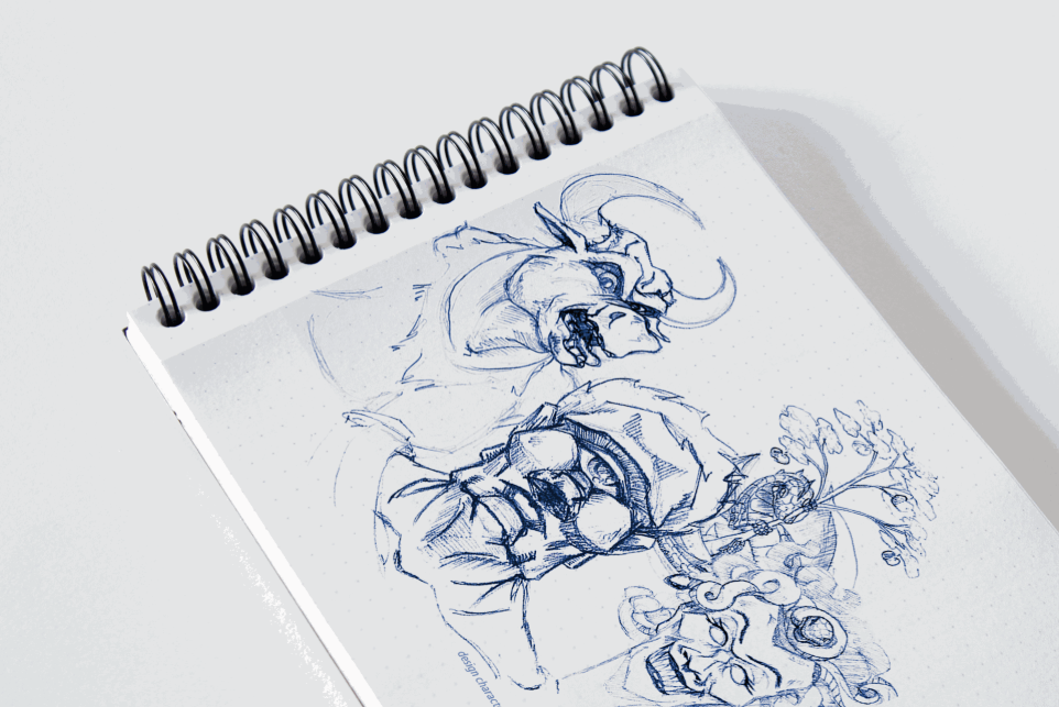 Carnet de croquis crayonné stylo thème "mythologie grecque" (character design) Carnet de croquis crayonné stylo thème "mythologie grecque"