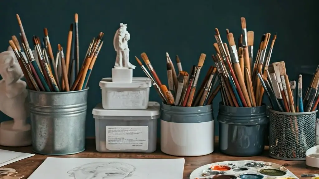 Des outils pour créer atelier création outils pinceau crayon dessin photo palette sculpture