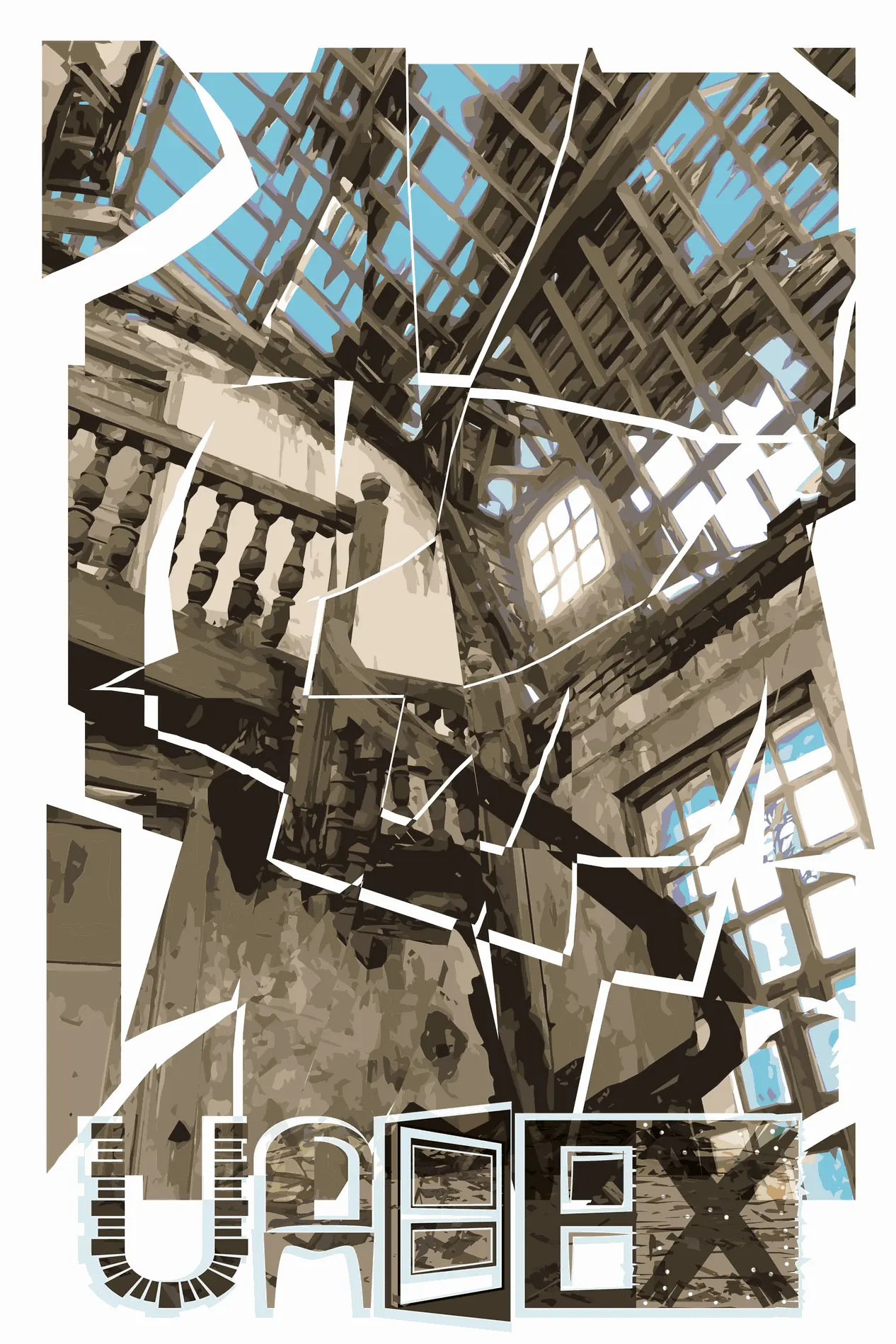 Urbex : Illustration numérique d'après photo (le château du clos aux fées) urbex photo illustration graphisme puzzle ruine escalier