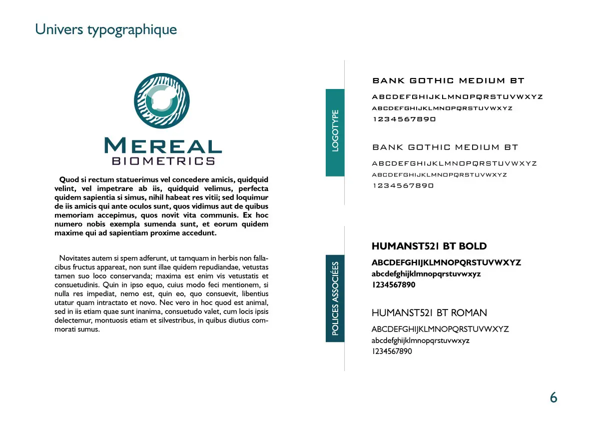 charte graphique Méréal biométrics (technologies biométrique et sécurité) charte graphique logo identité visuelle