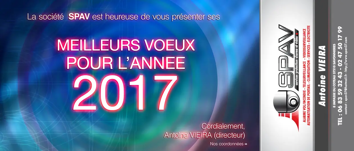carte de voeux avec carte de visite détachable SPAV (service de protection et domotique) carte de voeux avec carte de visite détachable SPAV (service de protection et domotique)